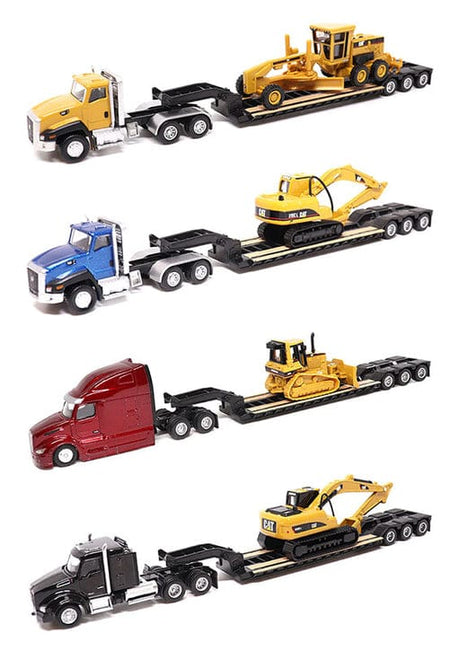 Diecast Masters Cat 1/87 semi tractor lowboy trailer and Cat machine Series II assortment