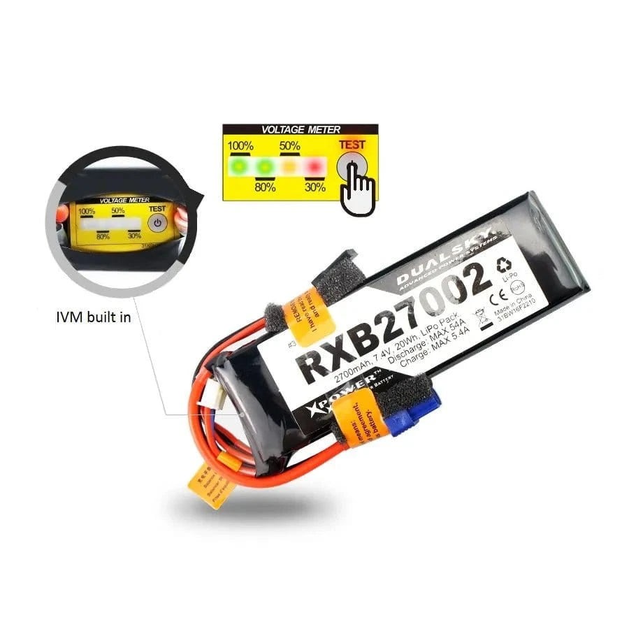 Dualsky 2700mah 2S 7.4v 25C LiPo Receiver Battery - Hobbytech Toys
