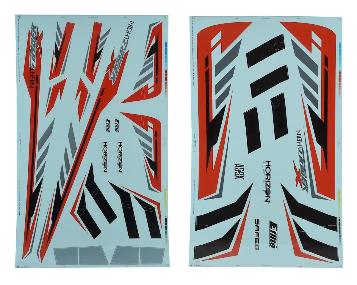 E-flite Night Timber X decal sheet EFL13856