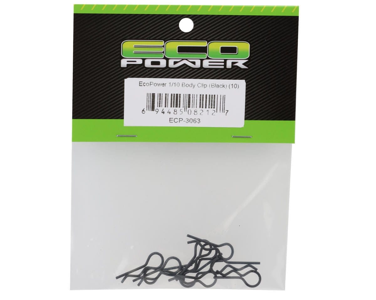 EcoPower 1/10 Body Clips - Black (10) - Hobbytech Toys