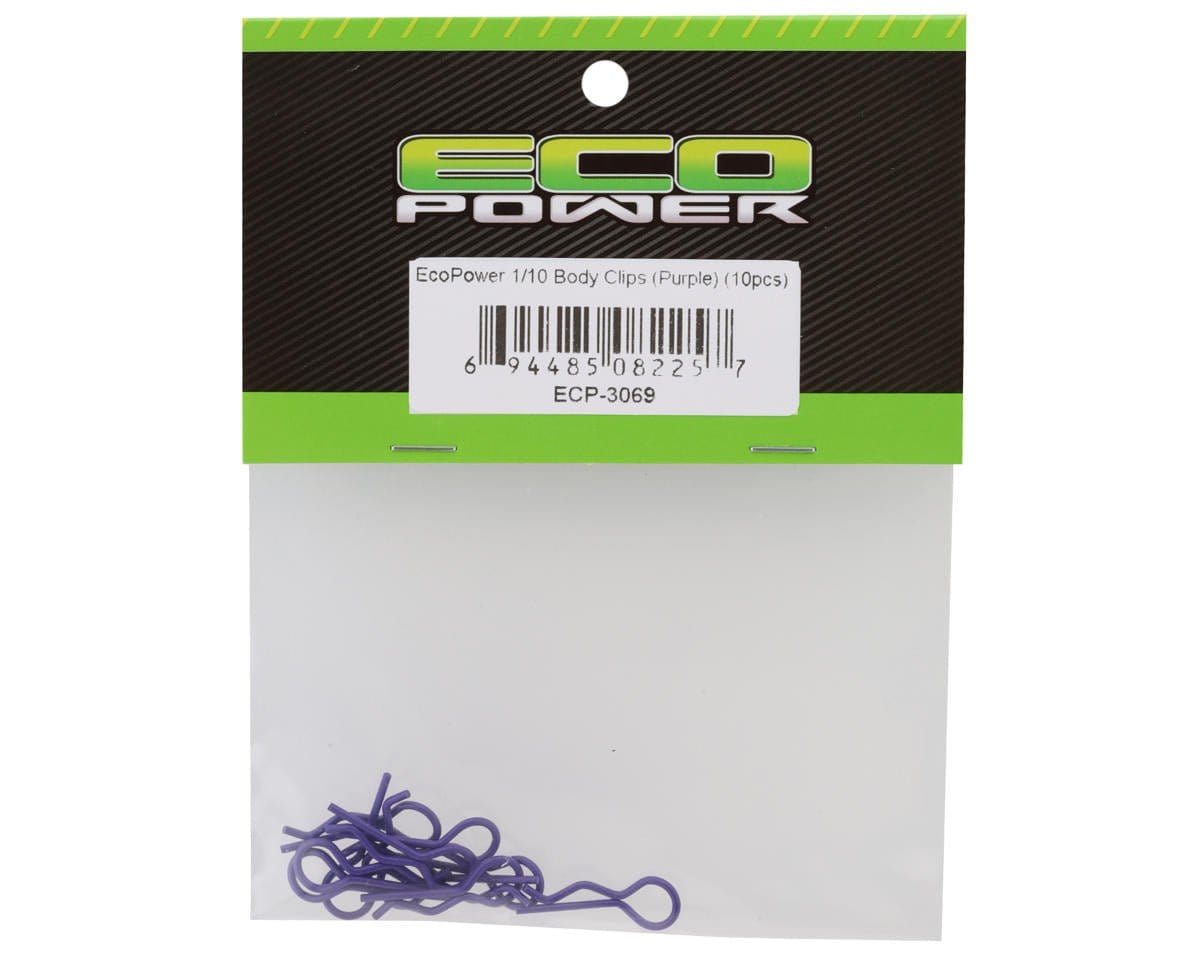 EcoPower 1/10 Body Clips - Purple (10) - Hobbytech Toys