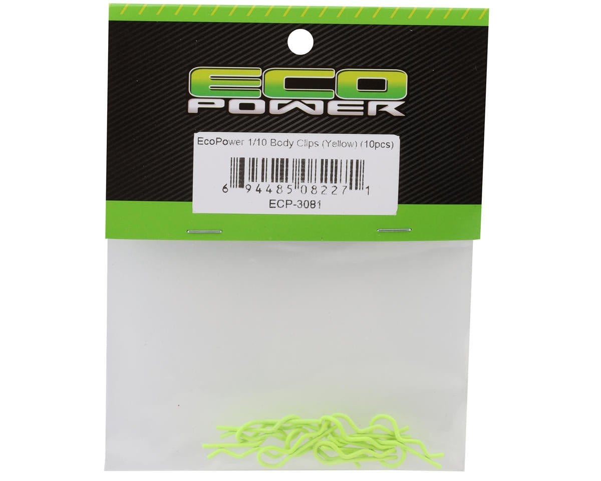 EcoPower 1/10 Body Clips - Yellow (10) - Hobbytech Toys