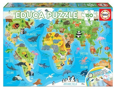 Educa Animals World Map 150pc Puzzle - Hobbytech Toys