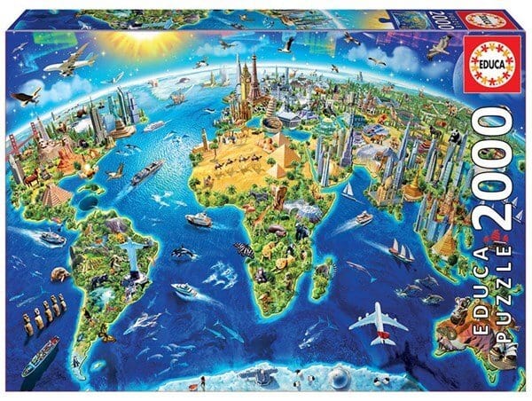 Educa World Landmarks Globe 2000pc Puzzle - Hobbytech Toys