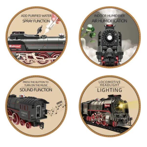 Electric Steam Train Set with Lights & Steam Effect