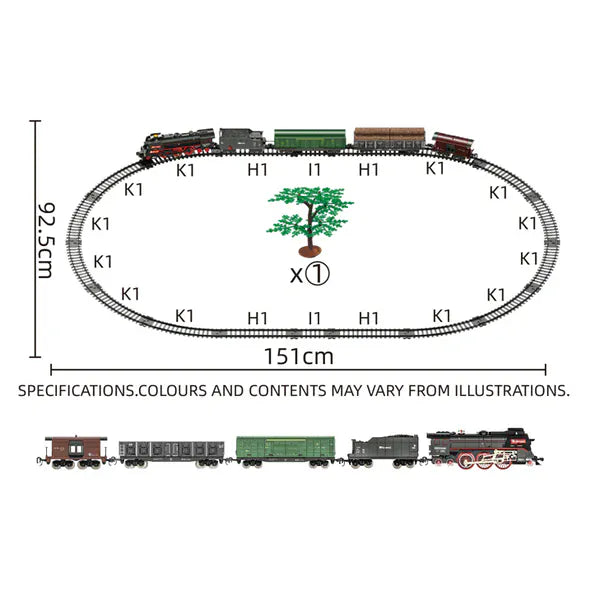Electric Steam Train Set with Lights & Steam Effect