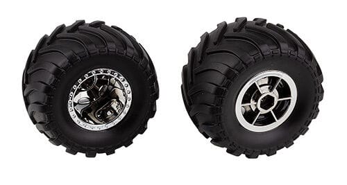 Element RC MT12 Wheels and Tires, chrome [41104]