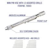 Excel 70003 Mini Pin Vise With 12x Assorted Drills Excel TOOLS