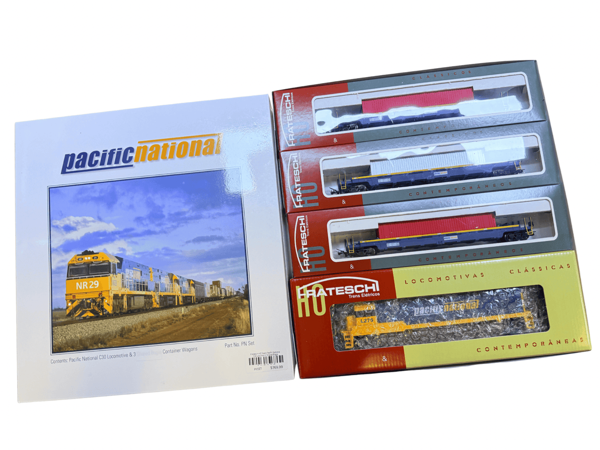 Frateschi HO Scale Pacific National C30 Loco And 3 Container Wagons