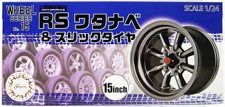 Fujimi 1/24 RS Watanabe & Slick Tire 15inch (Wheel-15) Plastic Model Kit - Hobbytech Toys