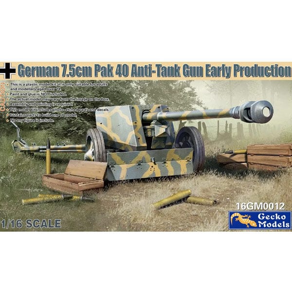 Gecko 1/16 German 7.5cm Pak 40 Anti-tank Gun (Early Production) Plastic Model Kit