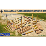 Gecko 1/16 German 7.5cm PaK40 AMMO BOXES WITH SHELLS SET Plastic Model Kit
