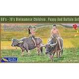 Gecko 1/35 1960s - 70s Vietnamese Children , Puppy And Buffalo Set Plastic Model Kit