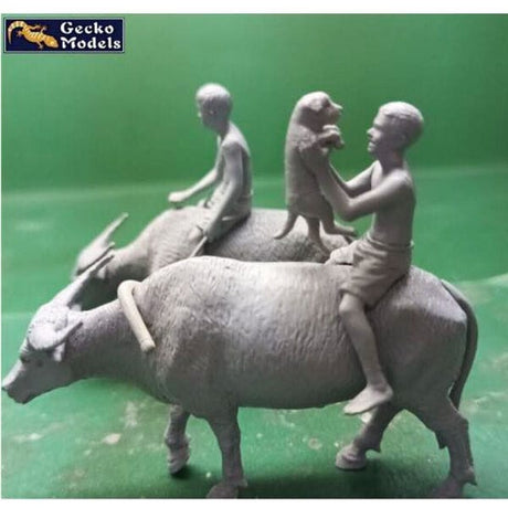 Gecko 1/35 1960s - 70s Vietnamese Children , Puppy And Buffalo Set Plastic Model Kit