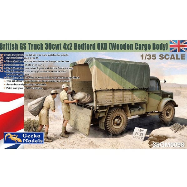 Gecko 1/35 British GS Truck 30cwt 4x2 Bedford OXD[Wooden Cargo Body] Plastic Model Kit