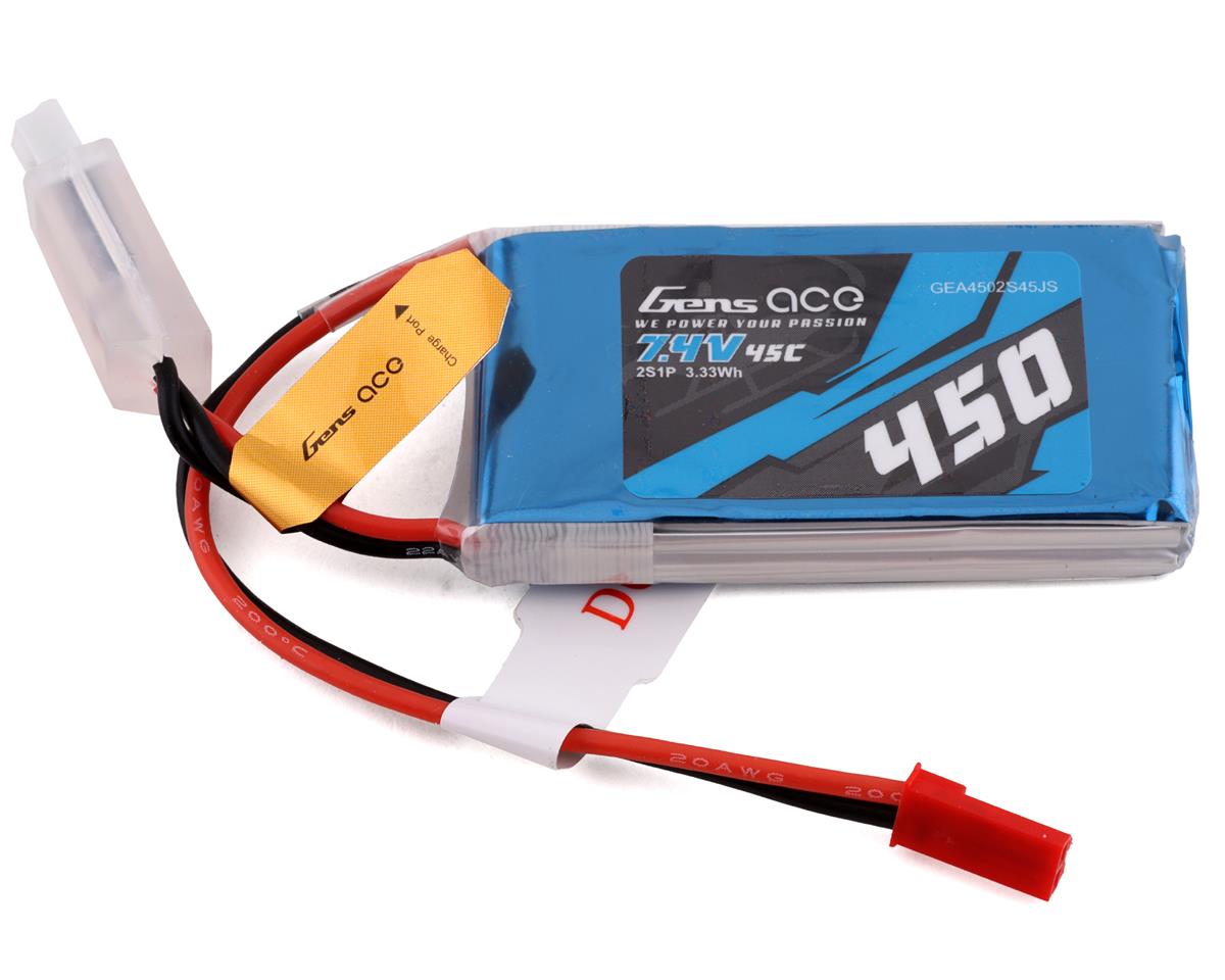 Gens Ace 2S 450mAh 7.4V 45C Soft Case LiPo Battery (JST) - Hobbytech Toys