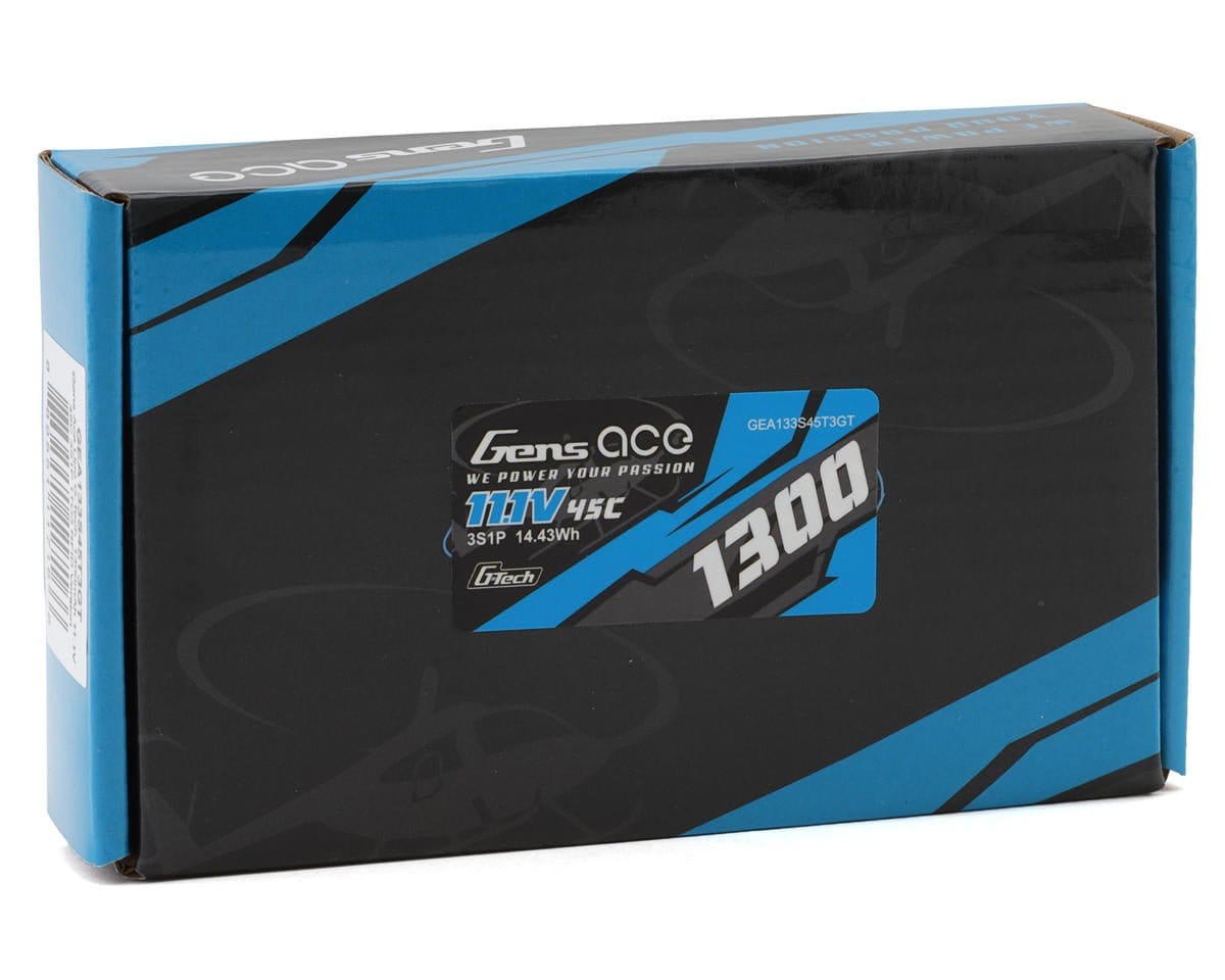 Gens Ace G - Tech 3S 1300mAh 45C 11.1V Soft Pack Lipo Battery (1TO3) - Hobbytech Toys