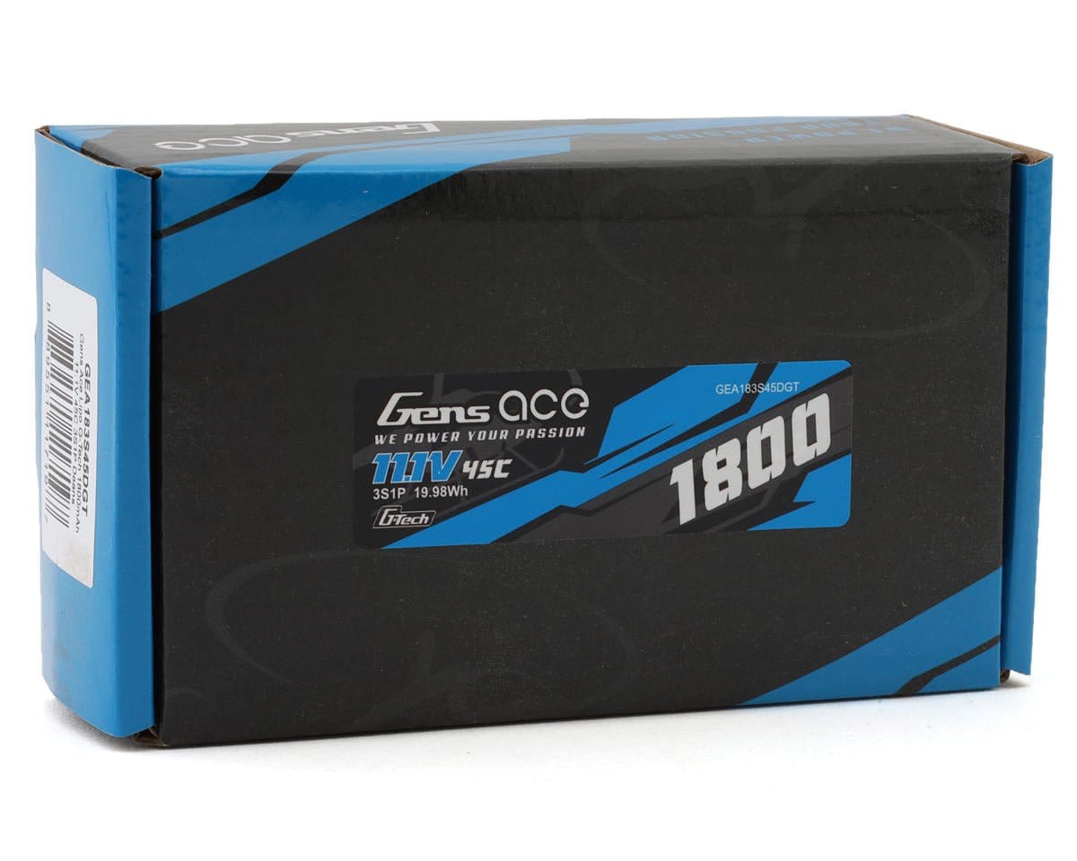 Gens Ace G - Tech 3S 1800mAh 45C 11.1V Soft Pack Lipo Battery (Deans) - Hobbytech Toys