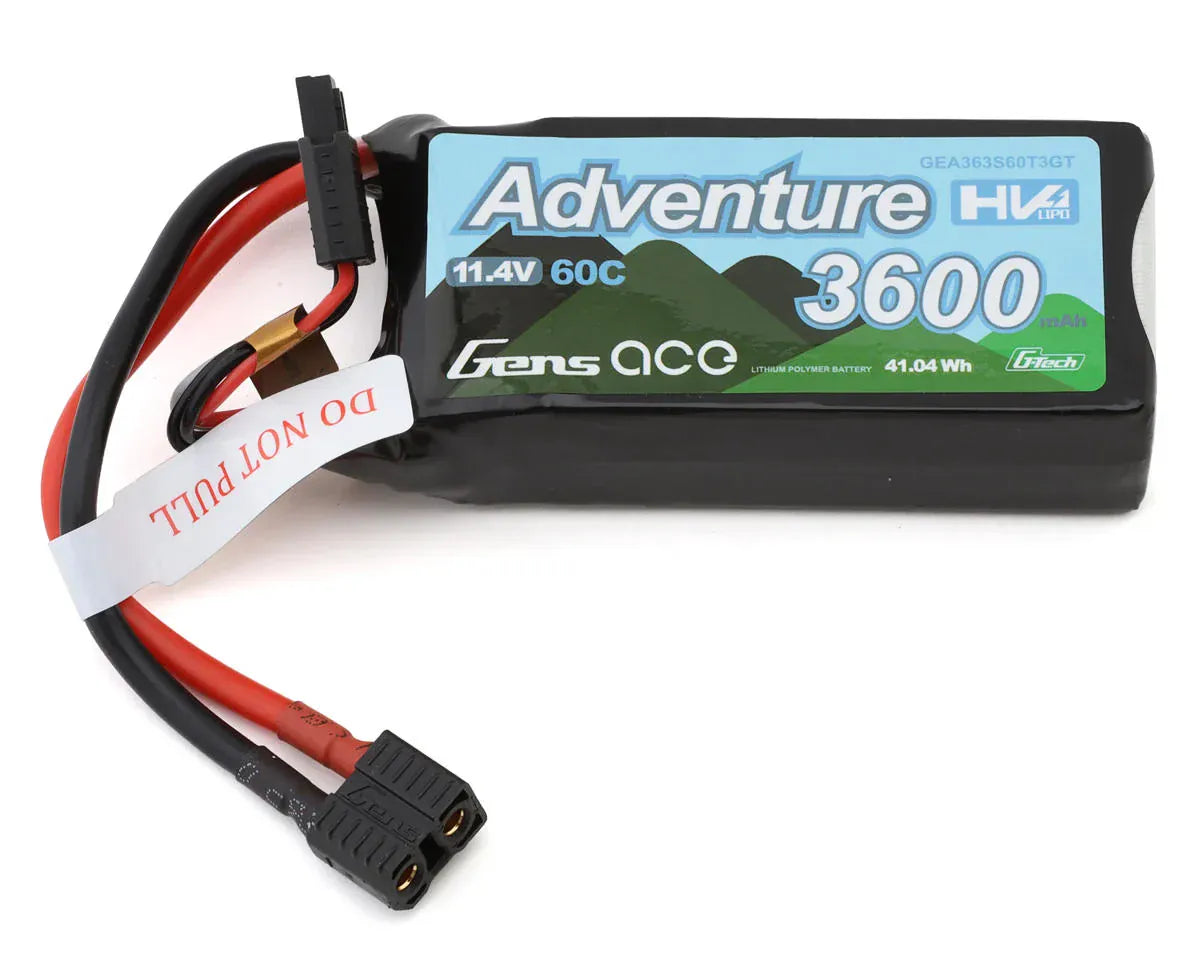 Gens Ace G-Tech 3S Adventure 3600mAh 60C 11.4V Soft Pack Lipo Battery (1TO3)