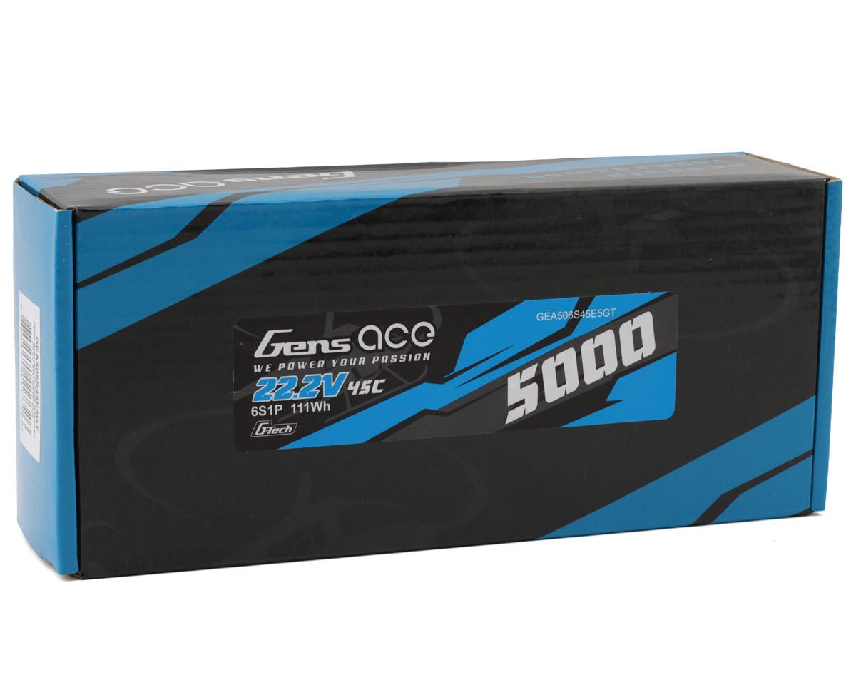 Gens Ace G - Tech 6S 5000mAh 45C 22.2V Soft Pack Lipo Battery (EC5) - Hobbytech Toys