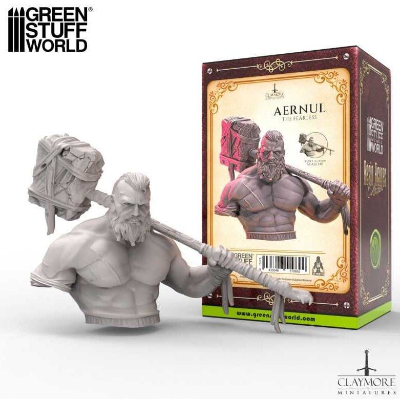 Green Stuff World 3D Printed - Aernul the Fearless - Barbarian Bust - Hobbytech Toys