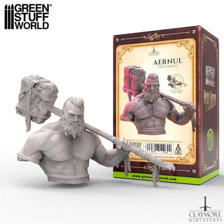 Green Stuff World 3D Printed - Aernul the Fearless - Barbarian Bust - Hobbytech Toys