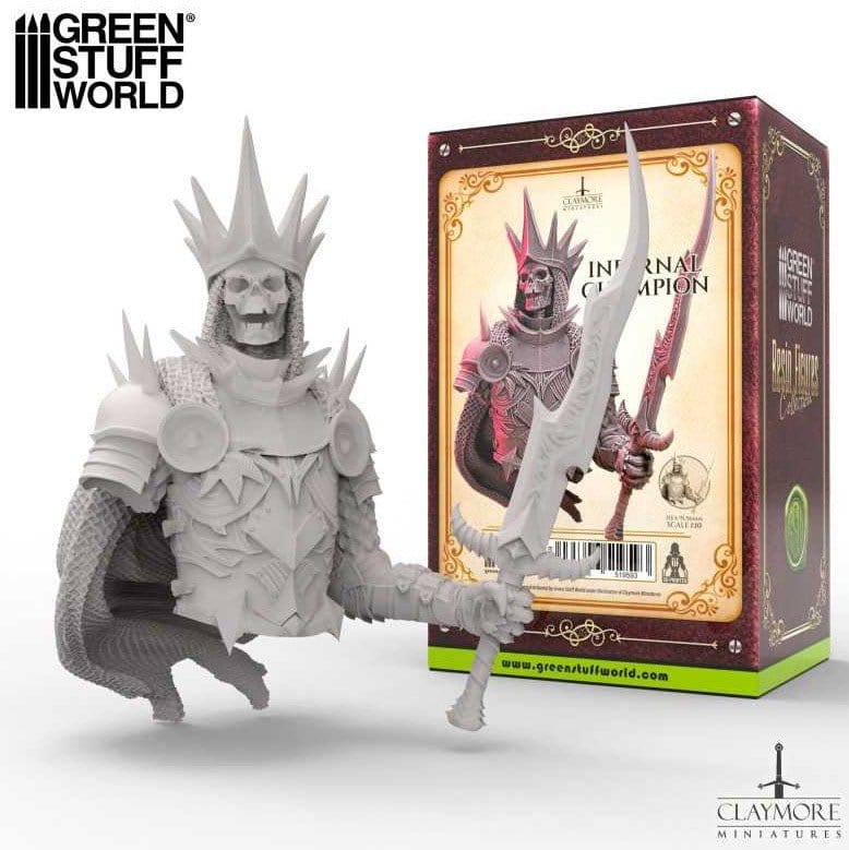 Green Stuff World 3D Printed - Claymore Miniatures - Infernal Champion - Busto - Hobbytech Toys