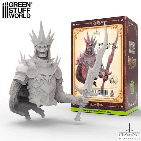 Green Stuff World 3D Printed - Claymore Miniatures - Infernal Champion - Busto - Hobbytech Toys