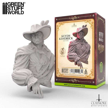 Green Stuff World 3D Printed - Claymore Miniatures - Keyen Kendrick (Bad Tid) - Busto - Hobbytech Toys