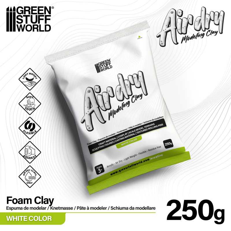 Green Stuff World Air Dry Modeling Foam Clay - White 250g - Hobbytech Toys