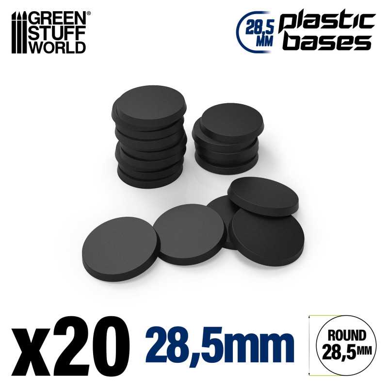 Green Stuff World Black Plastic Round Base 28.5mm (20pcs) - Hobbytech Toys