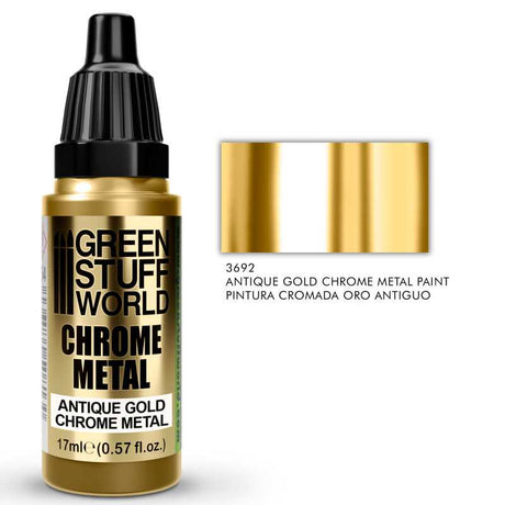 Green Stuff World Chrome Metal Paint - Antique Gold Color 17ml - Hobbytech Toys