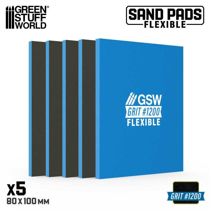 Green Stuff World Flexible Sand Pads 100x80mm - 5mm - Grit #1200 TURQUOISE (5pcs)