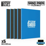 Green Stuff World Flexible Sand Pads 100x80mm - 5mm - Grit #1200 TURQUOISE (5pcs)
