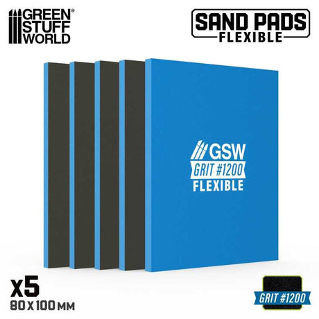 Green Stuff World Flexible Sand Pads 100x80mm - 5mm - Grit #1200 TURQUOISE (5pcs)