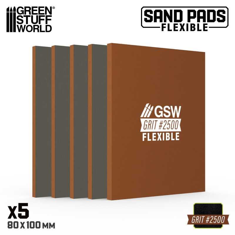 Green Stuff World Flexible Sand Pads 100x80mm - 5mm - Grit #2500 - DARK BROWN (5pcs)