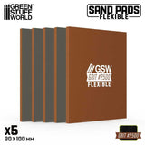 Green Stuff World Flexible Sand Pads 100x80mm - 5mm - Grit #2500 - DARK BROWN (5pcs)