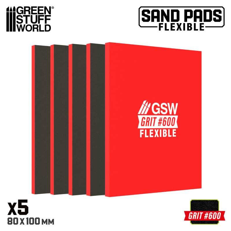 Green Stuff World Flexible Sand Pads 100x80mm - 5mm - Grit #600 BURGUNDY (5pcs)