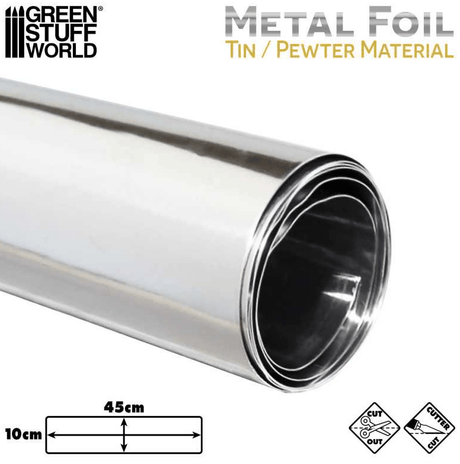 Green Stuff World Flexible TIN PEWTER Metal Foil - 10x45cm - Hobbytech Toys