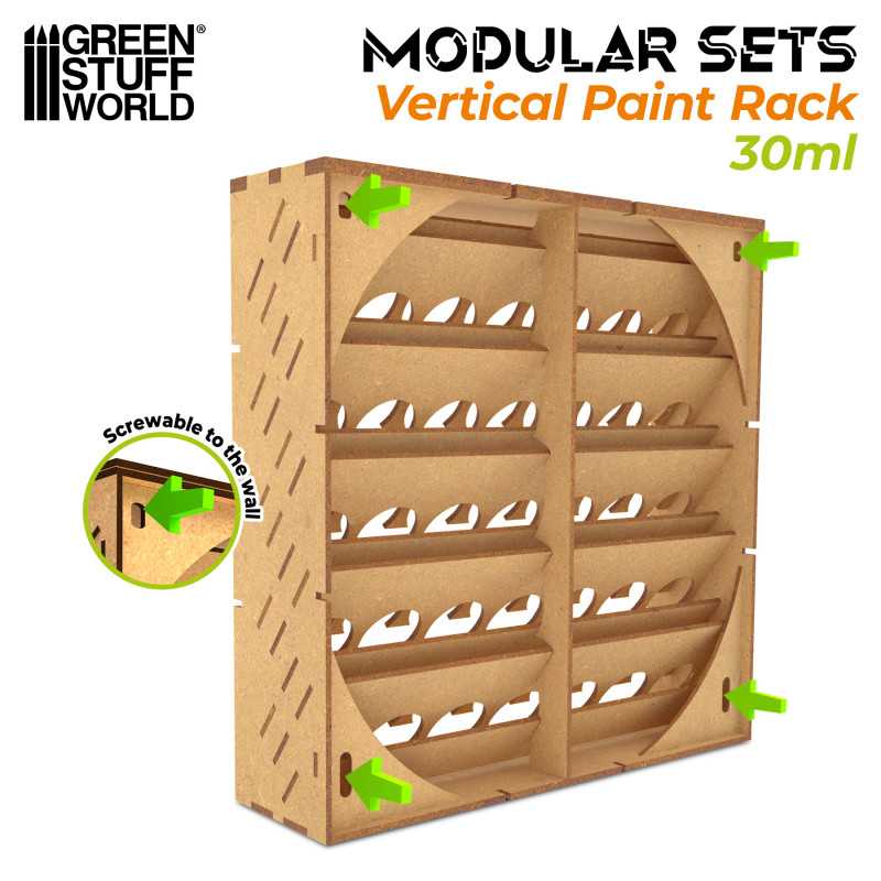 Green Stuff World Modular Paint Rack - Vertical (Holds 35x 30ml Bottles) - Hobbytech Toys