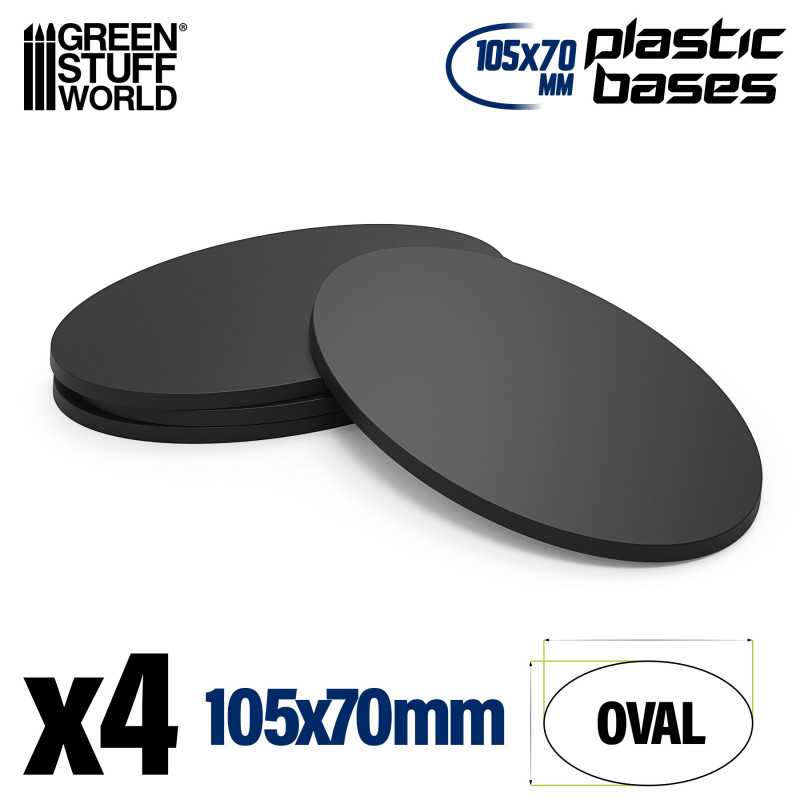 Green Stuff World Plastic Oval Base 105x70mm (4pcs) - Hobbytech Toys