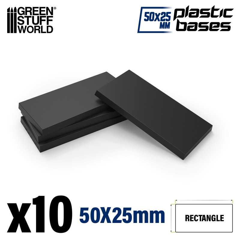 Green Stuff World Plastic Rectangular Base 25x50mm (10pcs) - Hobbytech Toys