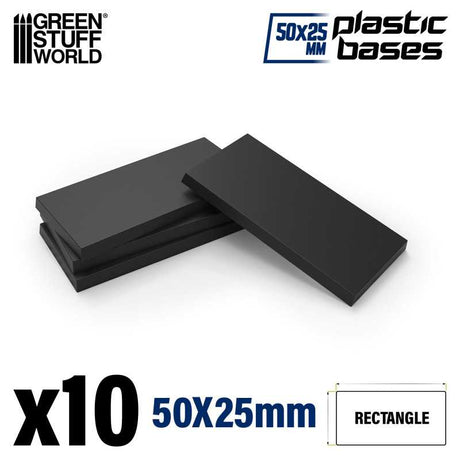 Green Stuff World Plastic Rectangular Base 25x50mm (10pcs) - Hobbytech Toys