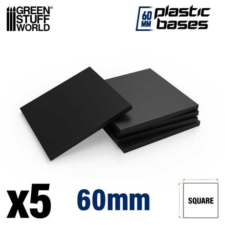 Green Stuff World Plastic Square Base 60mm (5pcs) - Hobbytech Toys