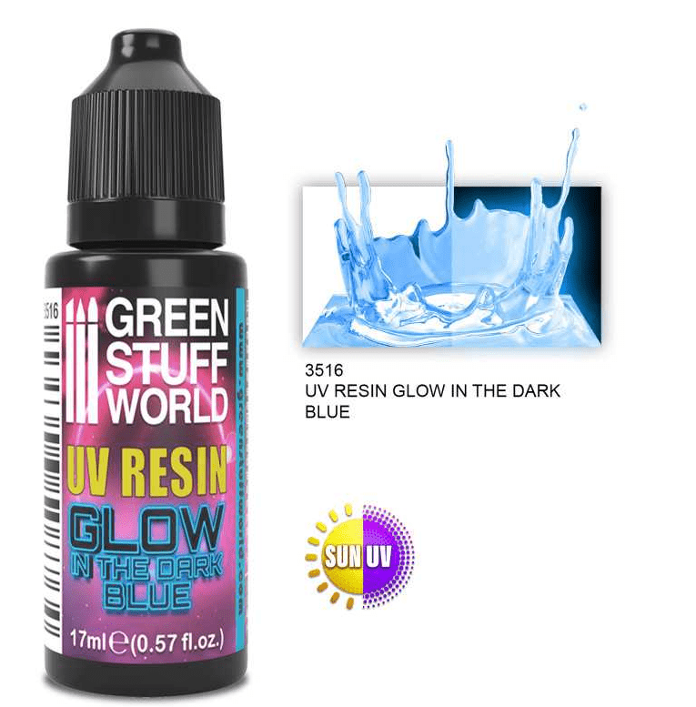 Green Stuff World UV RESIN 17ml (Glow in the Dark) BLUE - Hobbytech Toys