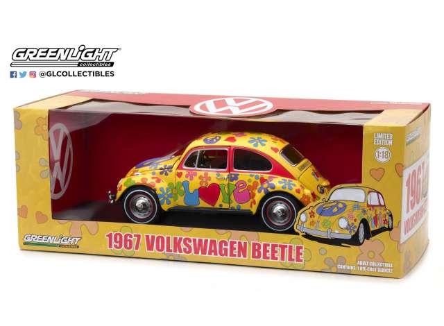 Greenlight 1/18 1967 Volkswagen Beetle Hippie Peace and Love