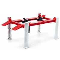 Greenlight 1/18 White/Red 4 Post Hoist (Adjustable) - Hobbytech Toys