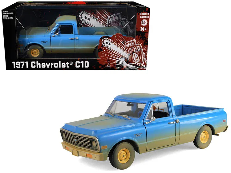 Greenlight 1/24 1971 Chevy C-10 Blue Diecast Model Weathered
