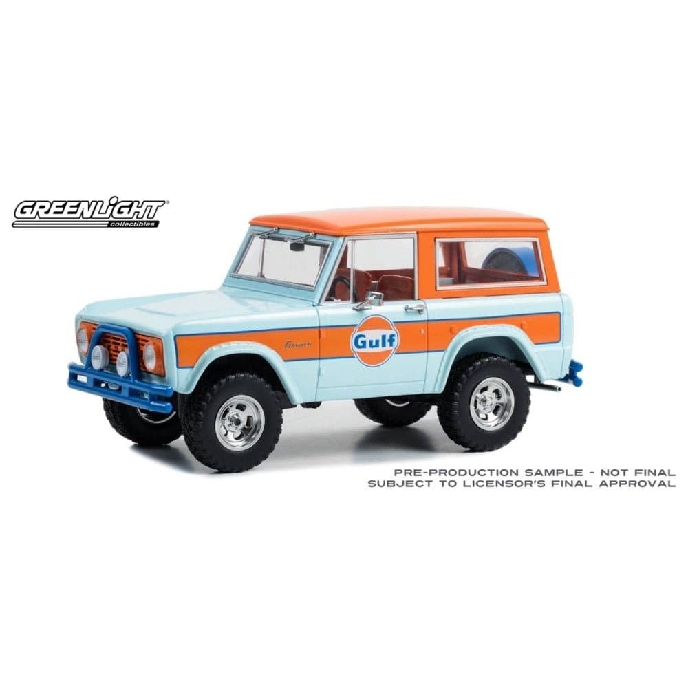 Greenlight 1/24 Gulf Oil 1966 Ford Bronco Running on Empty Diecast Model - Hobbytech Toys