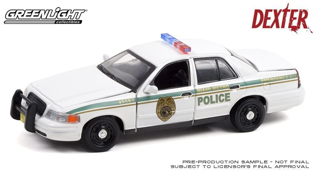 Greenlight 1/43 Dexter (2006 - 2013) 2001 Ford Crown Victoria Police Interceptor Miami Metro Police Department Movie - Hobbytech Toys
